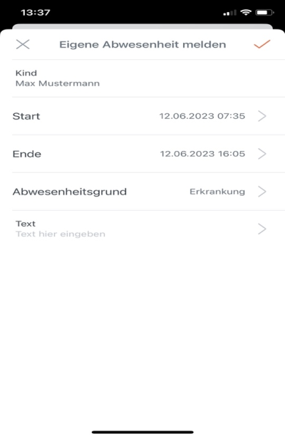 Haken anklicken